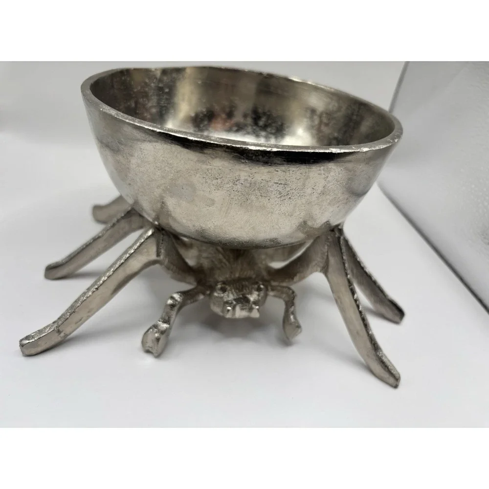 Rachel Zoe Medal Silver & Gold Spider Candy Bowl Halloween Decor Set Of 2